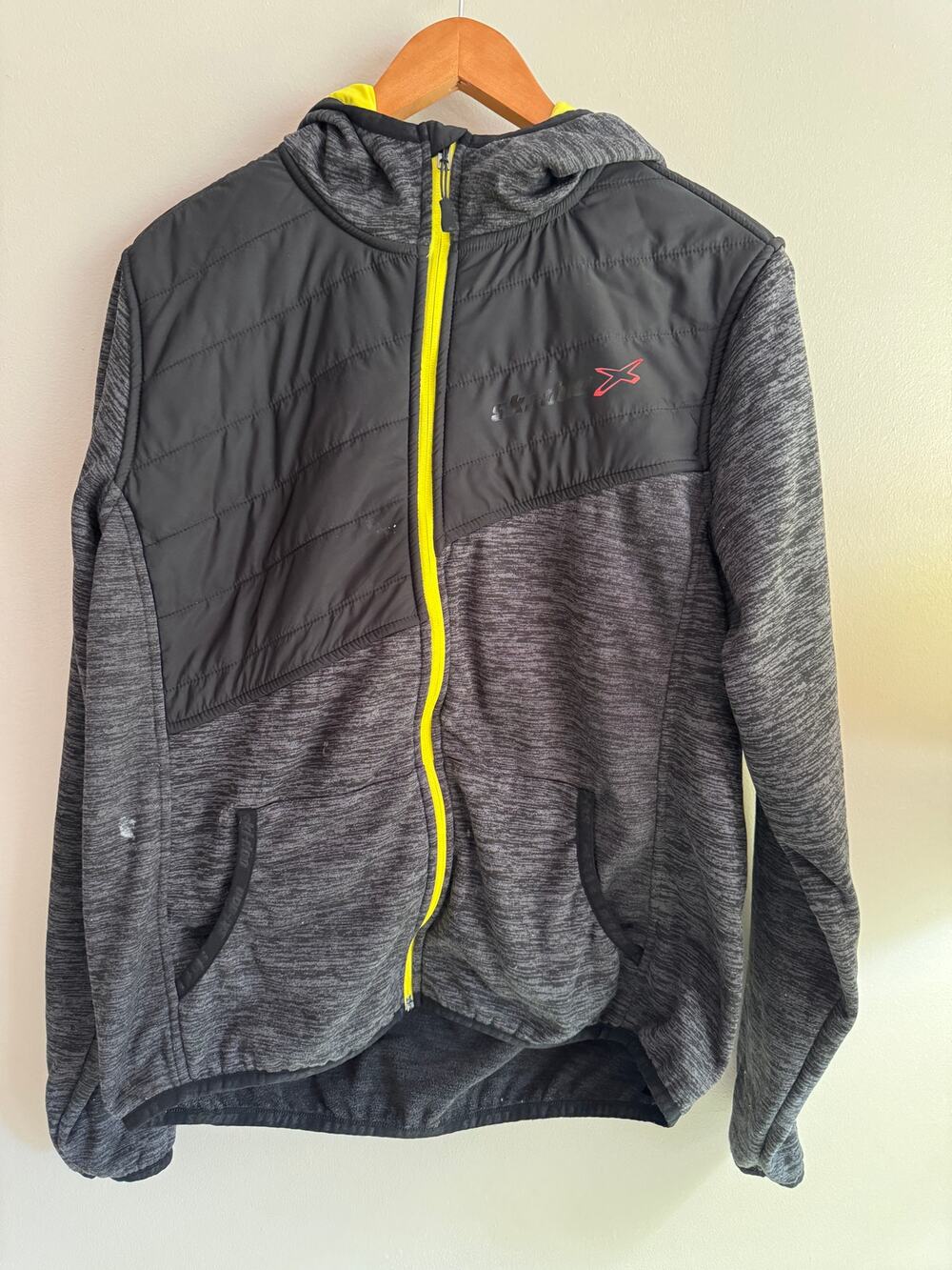 Ski-Doo BRP Men’s Large Hybrid Hooded Jacket Gray Black Yellow Full Zip